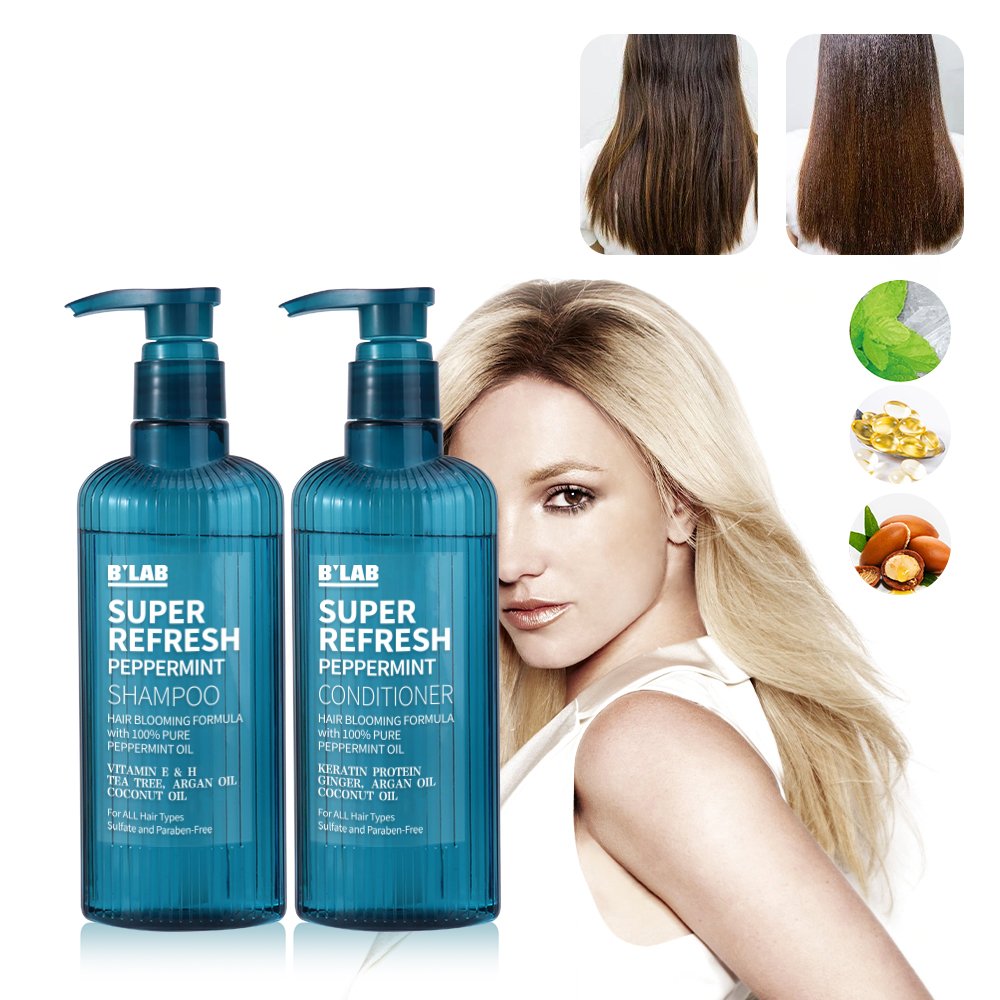 Super Refresh Peppermint Ginger Shampoo Conditioner Set Private Label Blooming Thinning Anti Hair Loss Hair Growth Shampoo