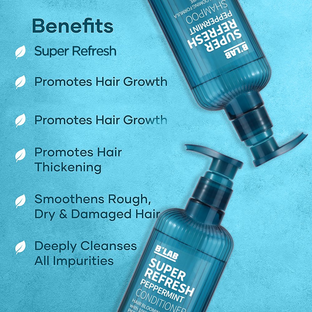 Super Refresh Peppermint Ginger Shampoo Conditioner Set Private Label Blooming Thinning Anti Hair Loss Hair Growth Shampoo