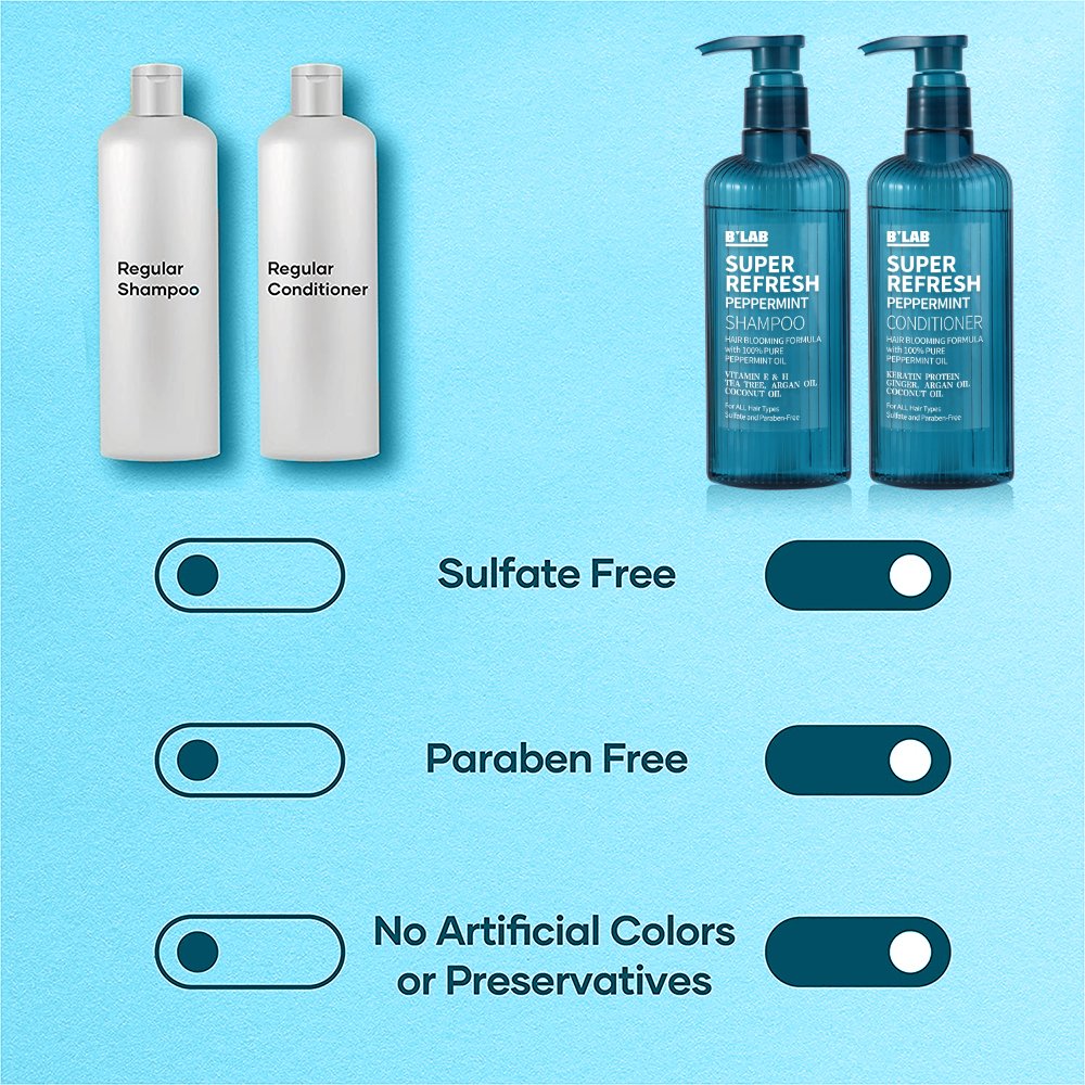 Super Refresh Peppermint Ginger Shampoo Conditioner Set Private Label Blooming Thinning Anti Hair Loss Hair Growth Shampoo