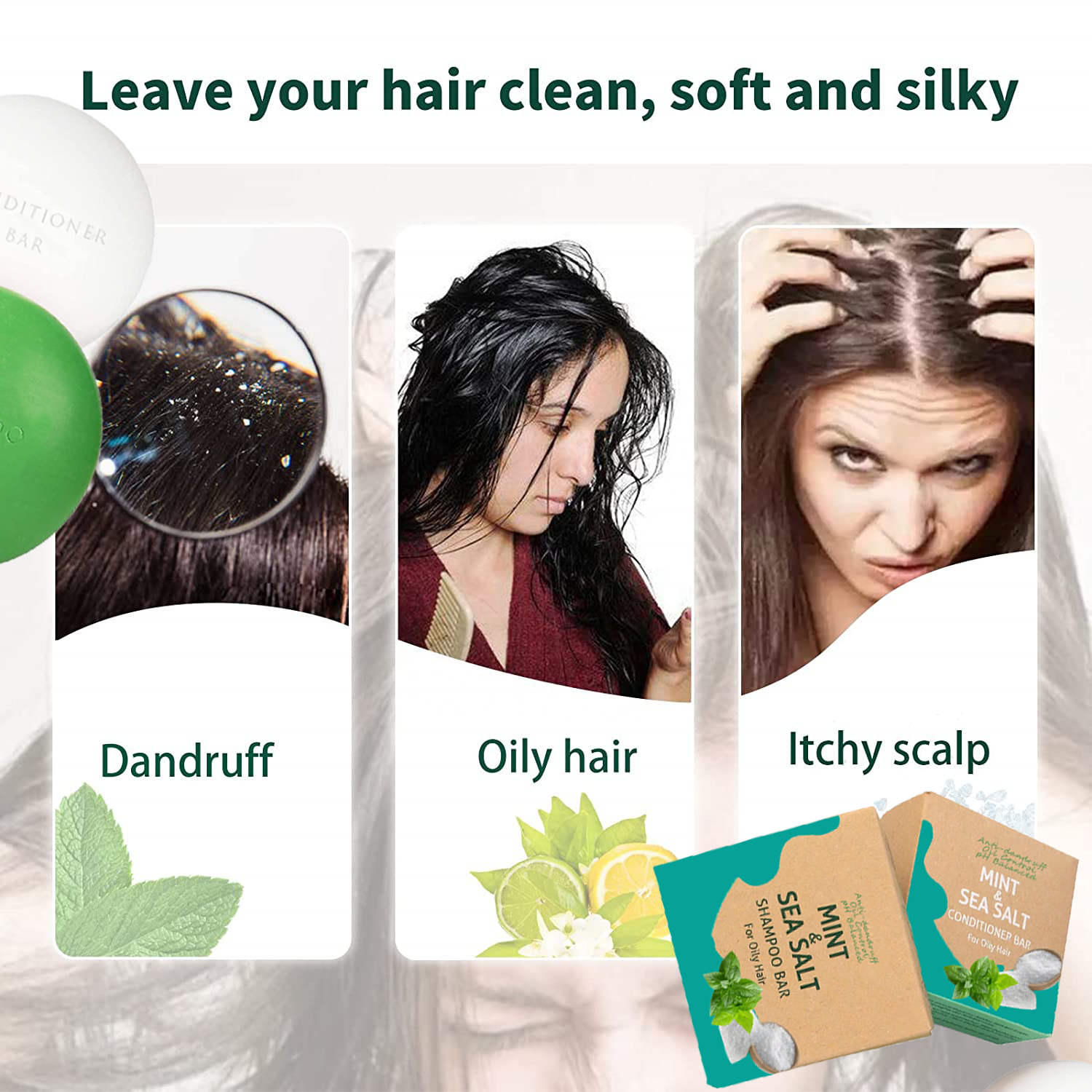 Natural Vegan Purifying Shampoo And Conditioner Bar Anti-Dandruff For All Hair Type Shampoo Soap Bars For Oil Control PH Balance