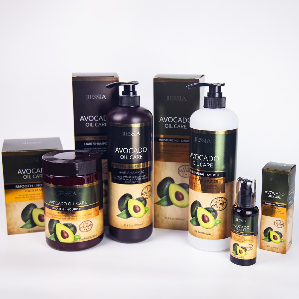 Avocado oil hair care private label keratin natural organic collagen cleaning moisturizing shampoo and conditioner set
