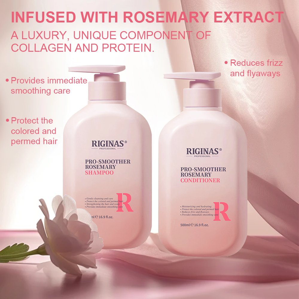 Riginas Private Label Pro-Smoother Rosemary Shampoo and conditioner Helps Strengthen Hair Care Set