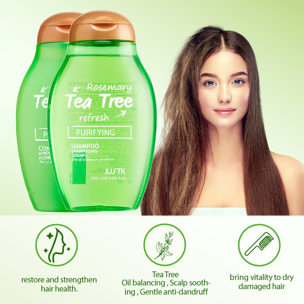 Daily Haircare Natural Shampoos Tea Tree Oil & Rosemary Mint Hair Care Product Set Anti Itching Vegan Anti Dandruff Hair Shampoo