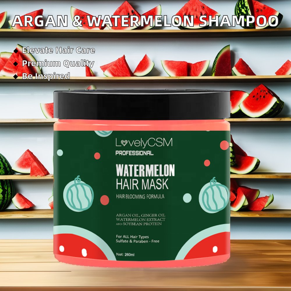 Wholesale Smoothing Anti-Frizz Watermelon Tea Tree Shampoo Natural Fruit Anti-Hair Fall Dandruff Repair Nourishing Hair Mask