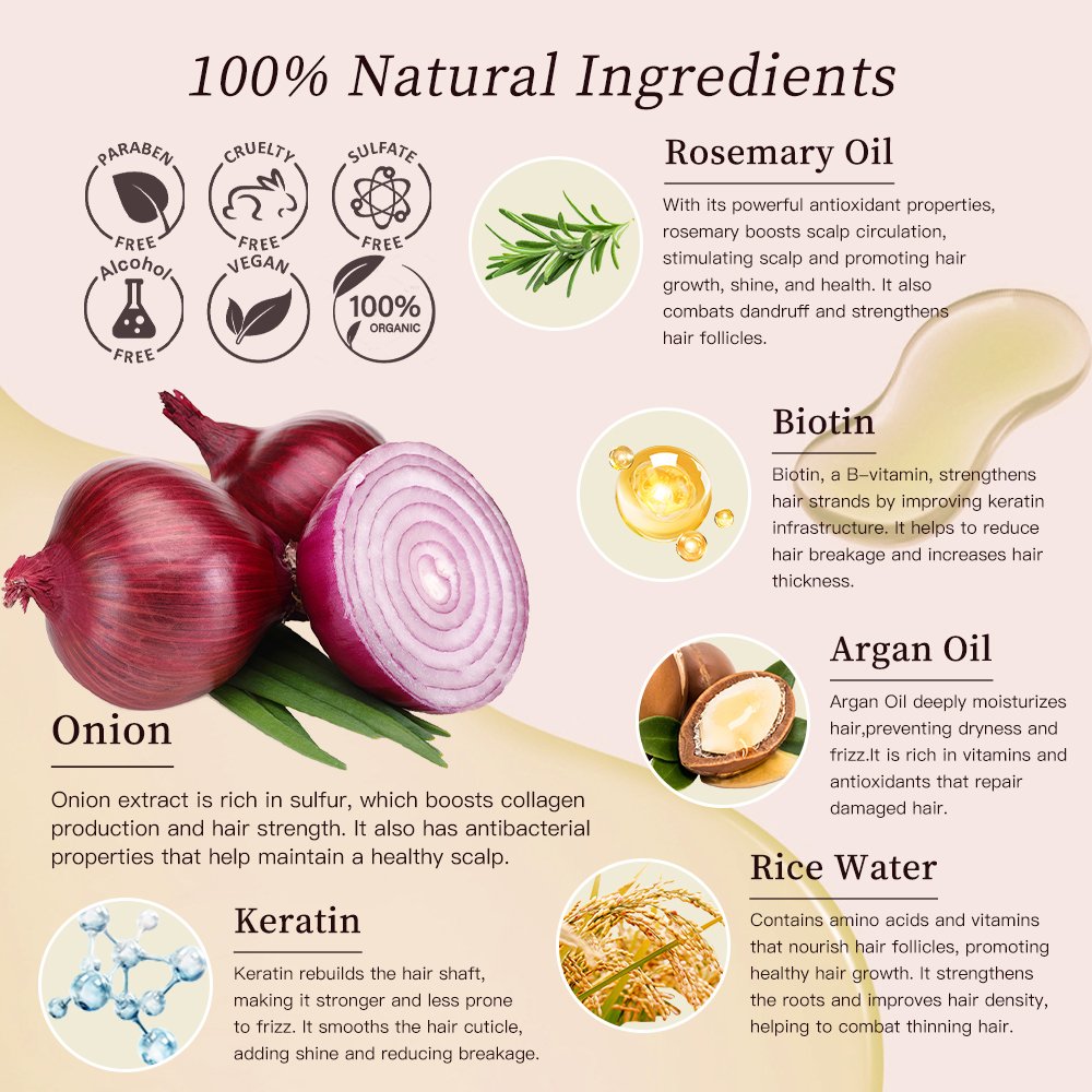 Private label hair care factory rosemary onino biotion hair growth shampoo and conditioner rice water keratin organic hair oil
