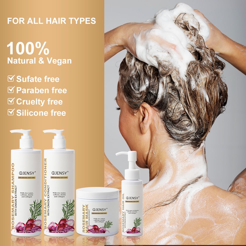 Private label hair care factory rosemary onino biotion hair growth shampoo and conditioner rice water keratin organic hair oil