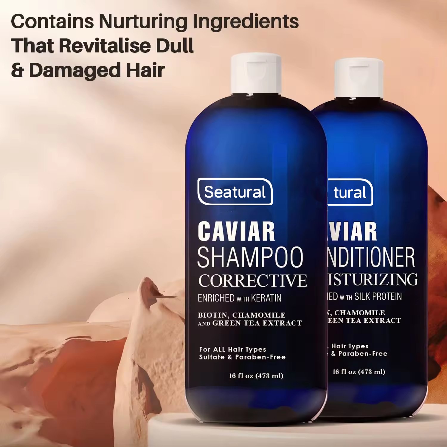 Caviar Replenishing Moisture Hair Care Kit with Keratin & Conditioner with Silk Protein for Men and Women