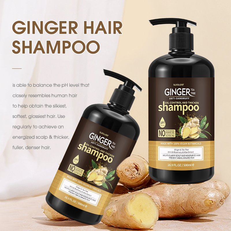 Customized Private Label Hair Care Set Ginger Tea Tree Oil Hair Growth Shampoo And Conditioner