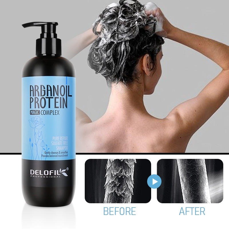 Professional Salon Delofil Free Sulphate Shampoo Hair Conditioner Argan Oil Keratin Collagen Treatment Mask
