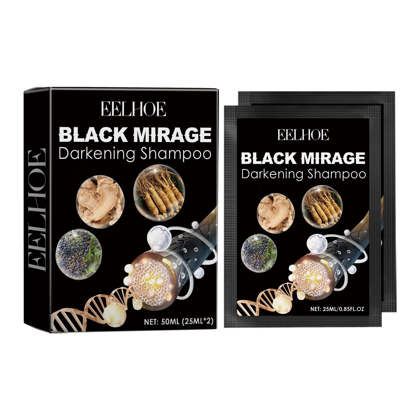 Hot selling ginseng and polygonum multiflorum essence deep moisturizing scalp repairing hair root shampoo