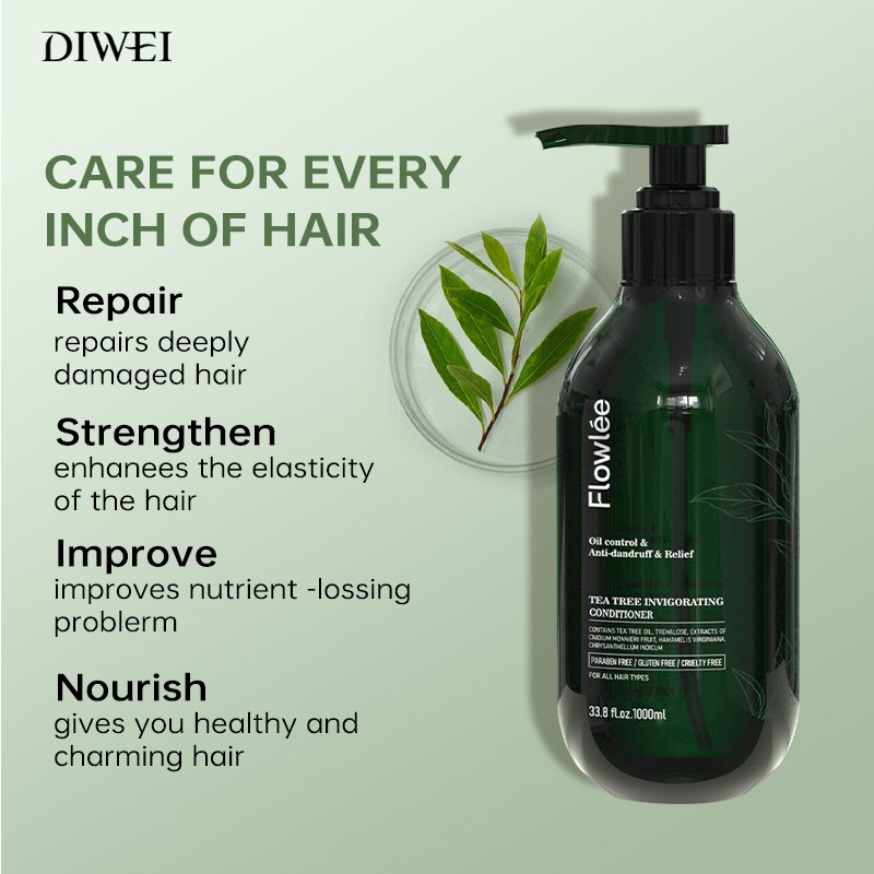 DIWEI 100% Pure Natural Custom Private Label Fast Hair Growth Anti-Dandruff Organic Tea Tree Oil Shampoo And Conditioner Set