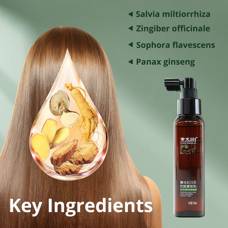 Private Label 100ml Ginger Extract Serum Organic Natural Anti-Hair Loss Treatment for Damaged Oily Curly Hair Herbal Ingredient