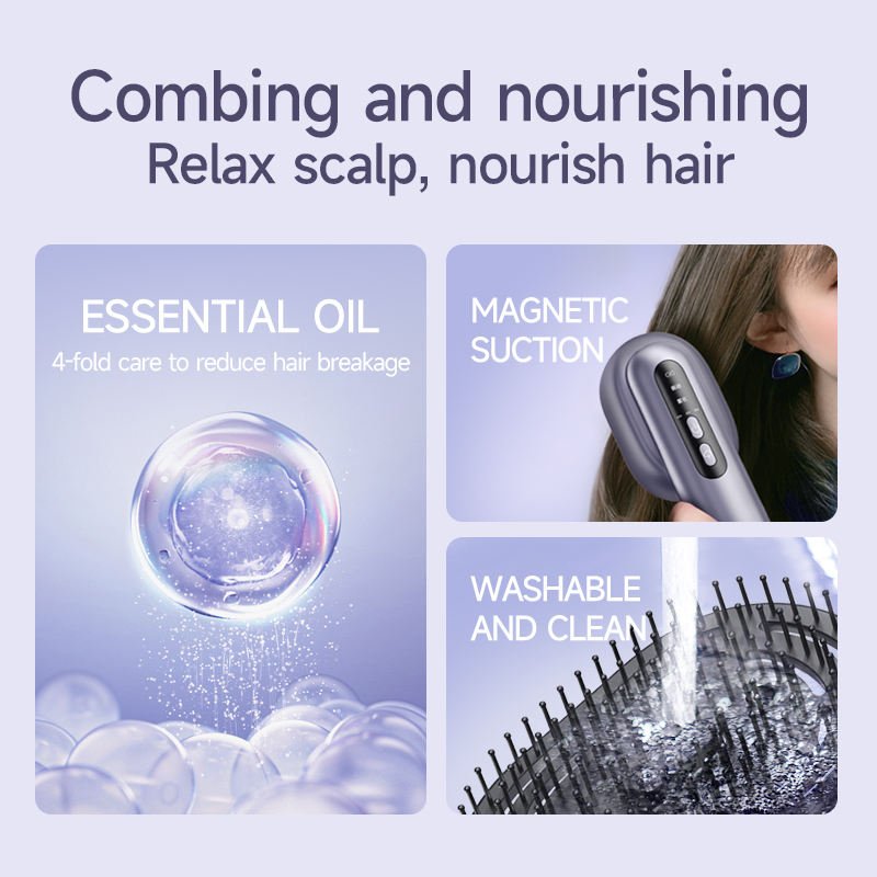 New Arrived Atomized Essential Oil Massage Comb Red Light Phototherapy Hair Growth Brush Scalp Vibration Massager For Head Hair