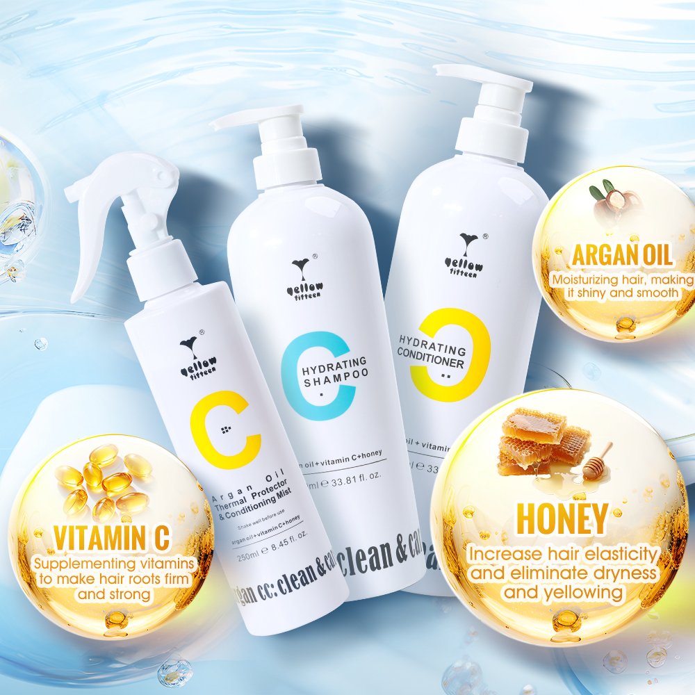 Custom Hair Care Products Organic Argan Oil Moisturizing Shampoo and Conditioner Private Label Vitamin C Nourish Shampoo