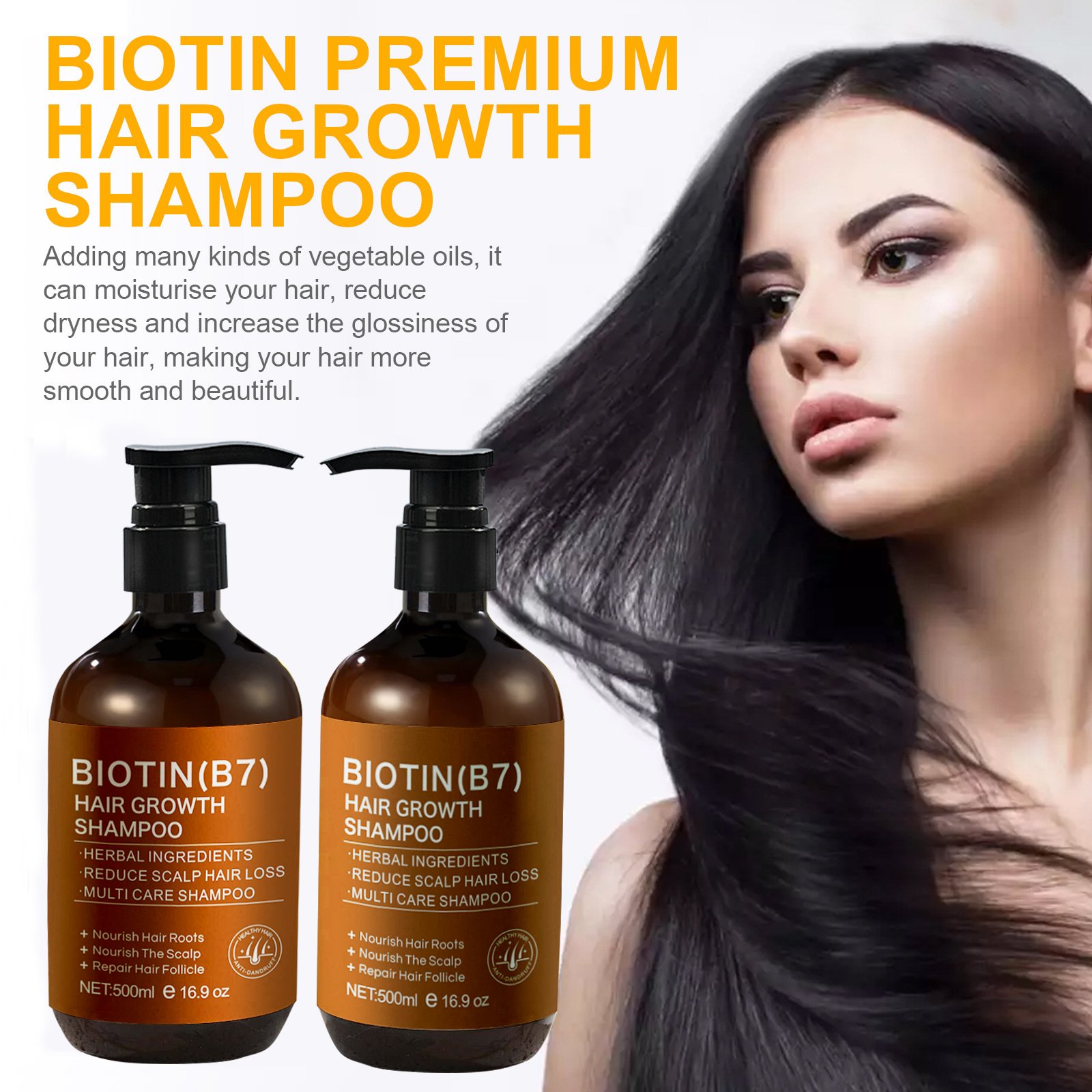 500ml Biotin Shampoo and Conditioner Set Sulfate Free Organic Formula Nourishing Strengthening Promotes Growth Fixes Hair