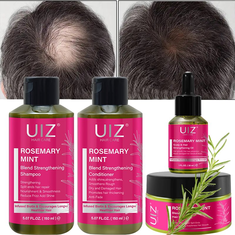 Private Label Organic Rosemary Hair Care Set Oily Natural Keratin Anti-Loss Hair Growth Shampoo Conditioner Gel Clear Shampoo