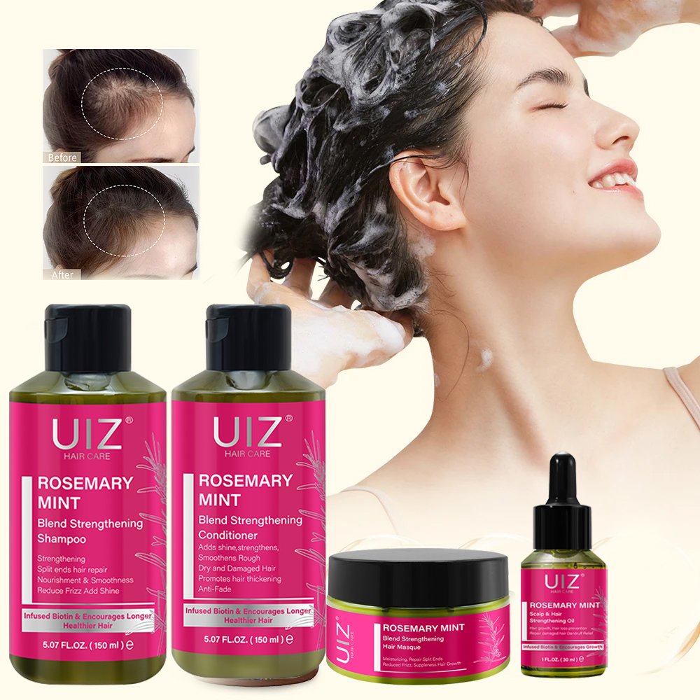 Private Label Organic Rosemary Hair Care Set Oily Natural Keratin Anti-Loss Hair Growth Shampoo Conditioner Gel Clear Shampoo