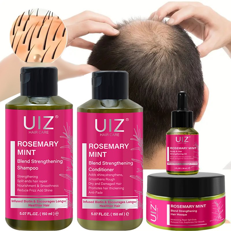 Private Label Organic Rosemary Hair Care Set Oily Natural Keratin Anti-Loss Hair Growth Shampoo Conditioner Gel Clear Shampoo