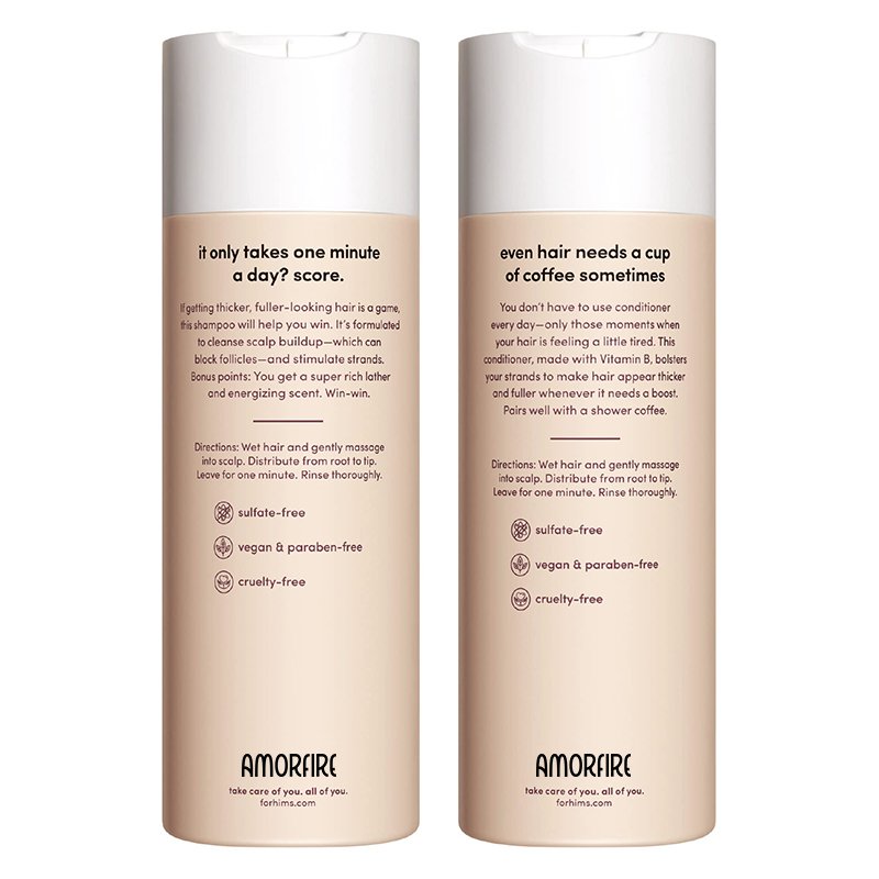 Amofire thick fix hair shampoo for thinning hair with saw palmetto to add volume and moisture, no parabens or sulfates, vegan