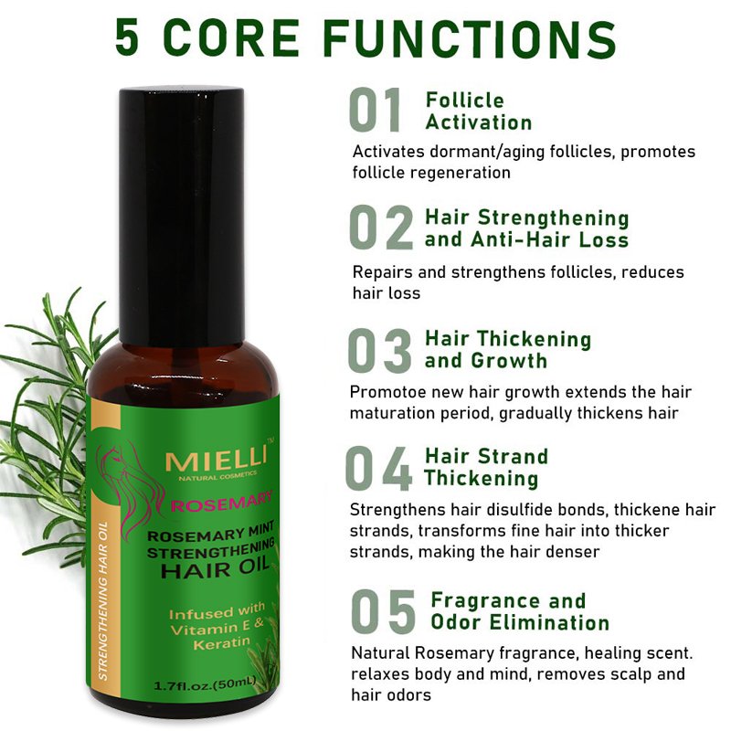 Hair Serum Products Veganic Natural Treatment Essential Rosemary Oil Hair Growth For Fast Hair Regrowth