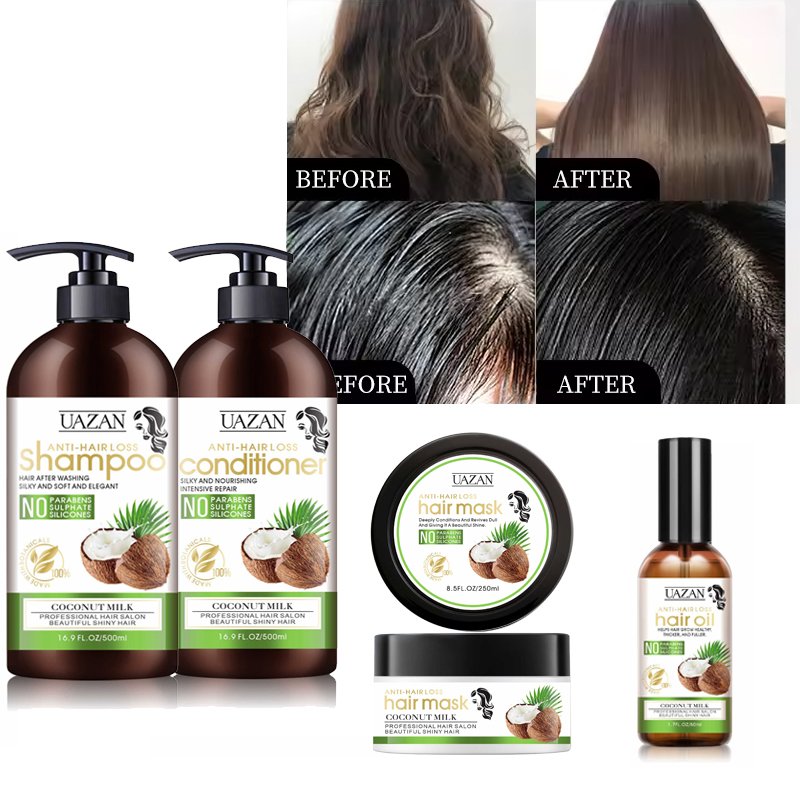 Wholesale Natural Organic Sulfate Free Anti Hair Loss Coconut Shampoo And Conditioner Set For Hair Growth