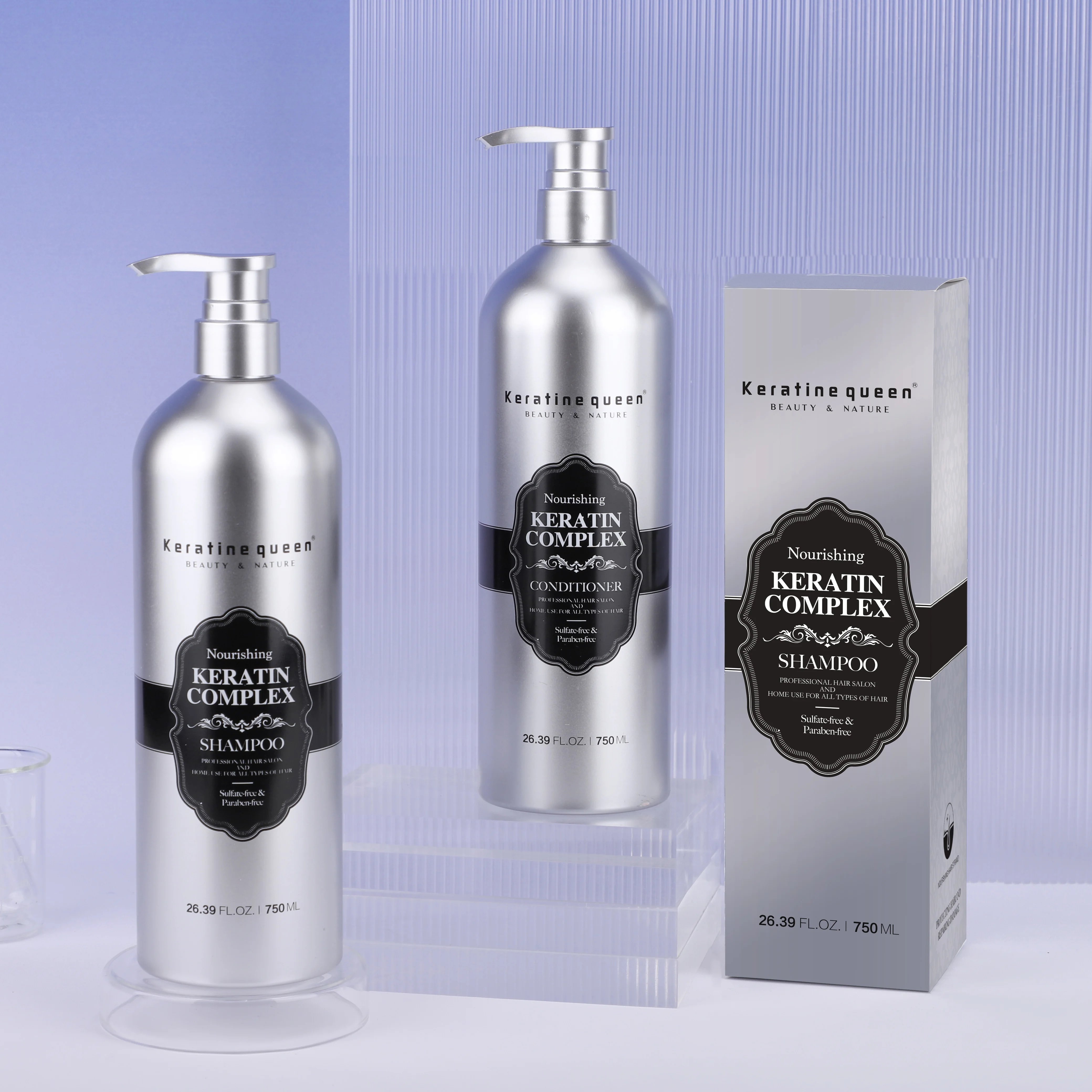 Organic Private Label Keratin Hair Shampoo Deeply Repairing Damaged Hair Color Protection Shampoo and Conditioner
