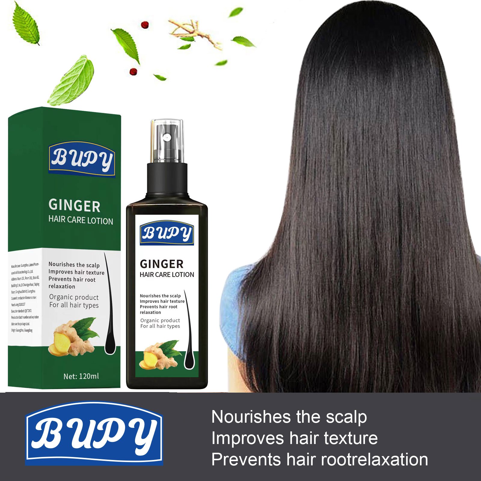Ginger Haircare Lotion Organic Products Types Anti-hair Loss Stimulate Hair Regrowth Improves Hair Texture
