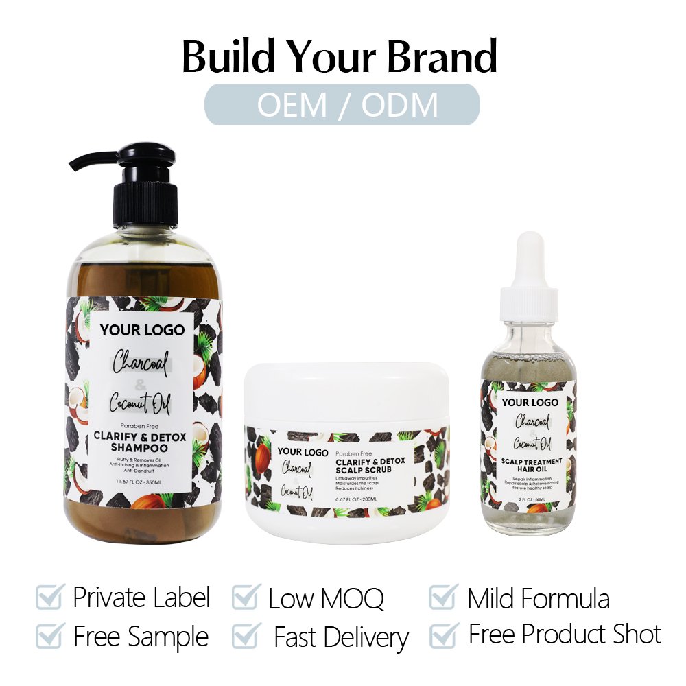Private Label Organic Hair Care Products Charcoal & Coconut Oil Hair Loss Shampoo Scalp Treatment Anti Hair Loss Growth Shampoo
