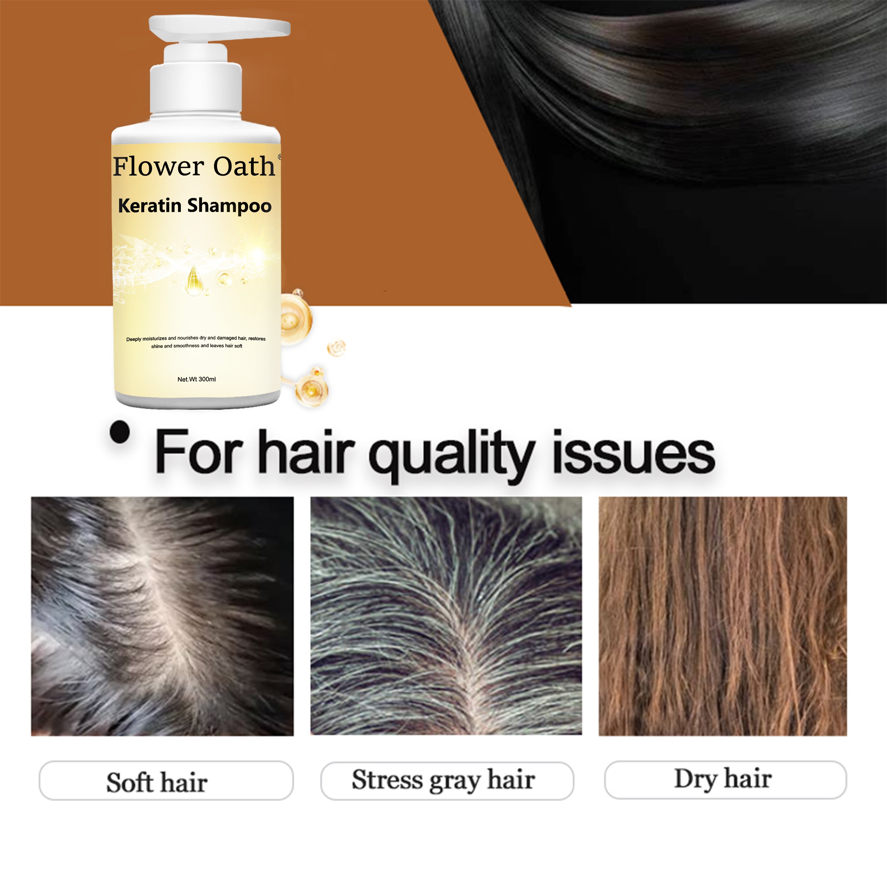 Flower Oath wholesale private label keratin hair care set protein natural moisturizing shampoo for women cleans