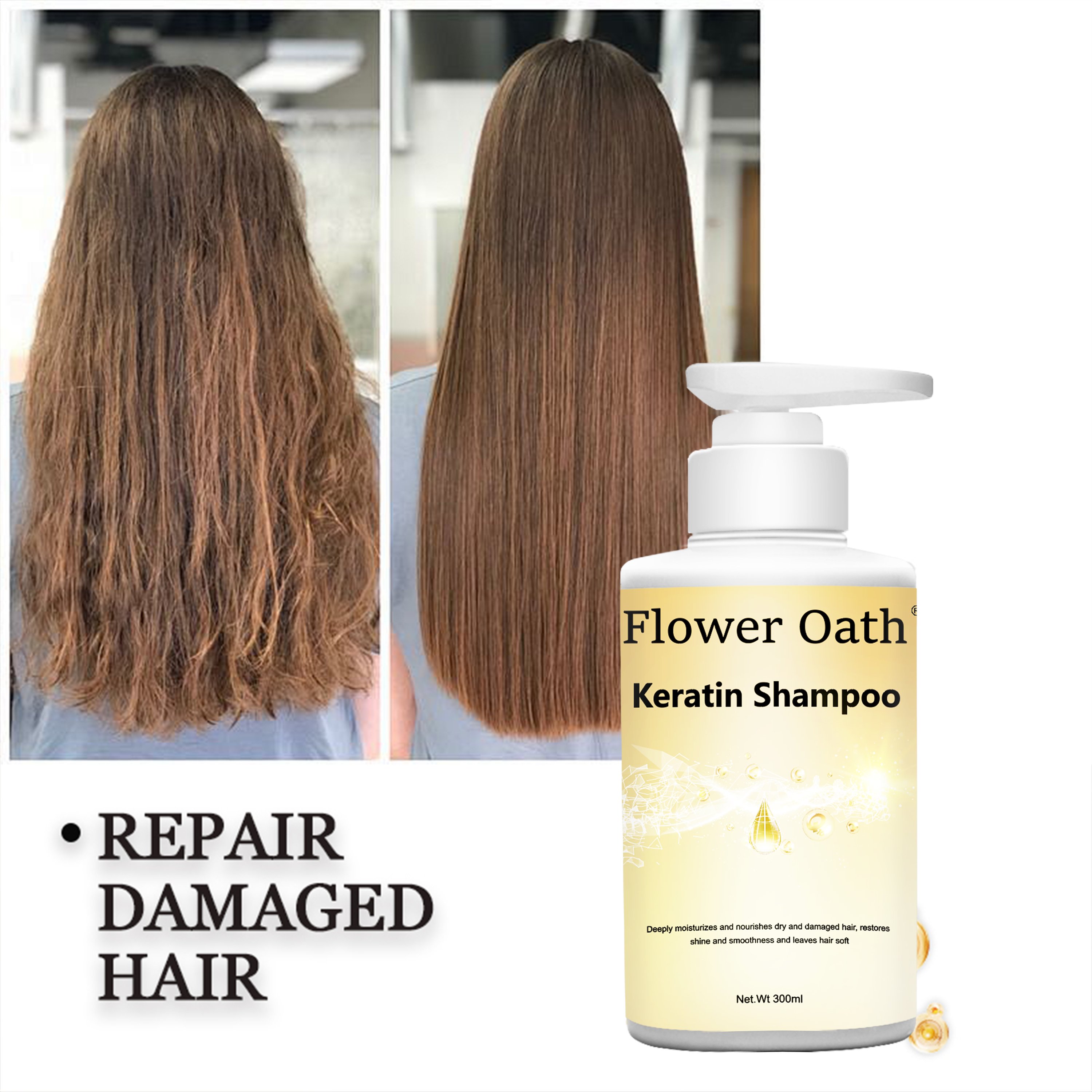 Flower Oath wholesale private label keratin hair care set protein natural moisturizing shampoo for women cleans