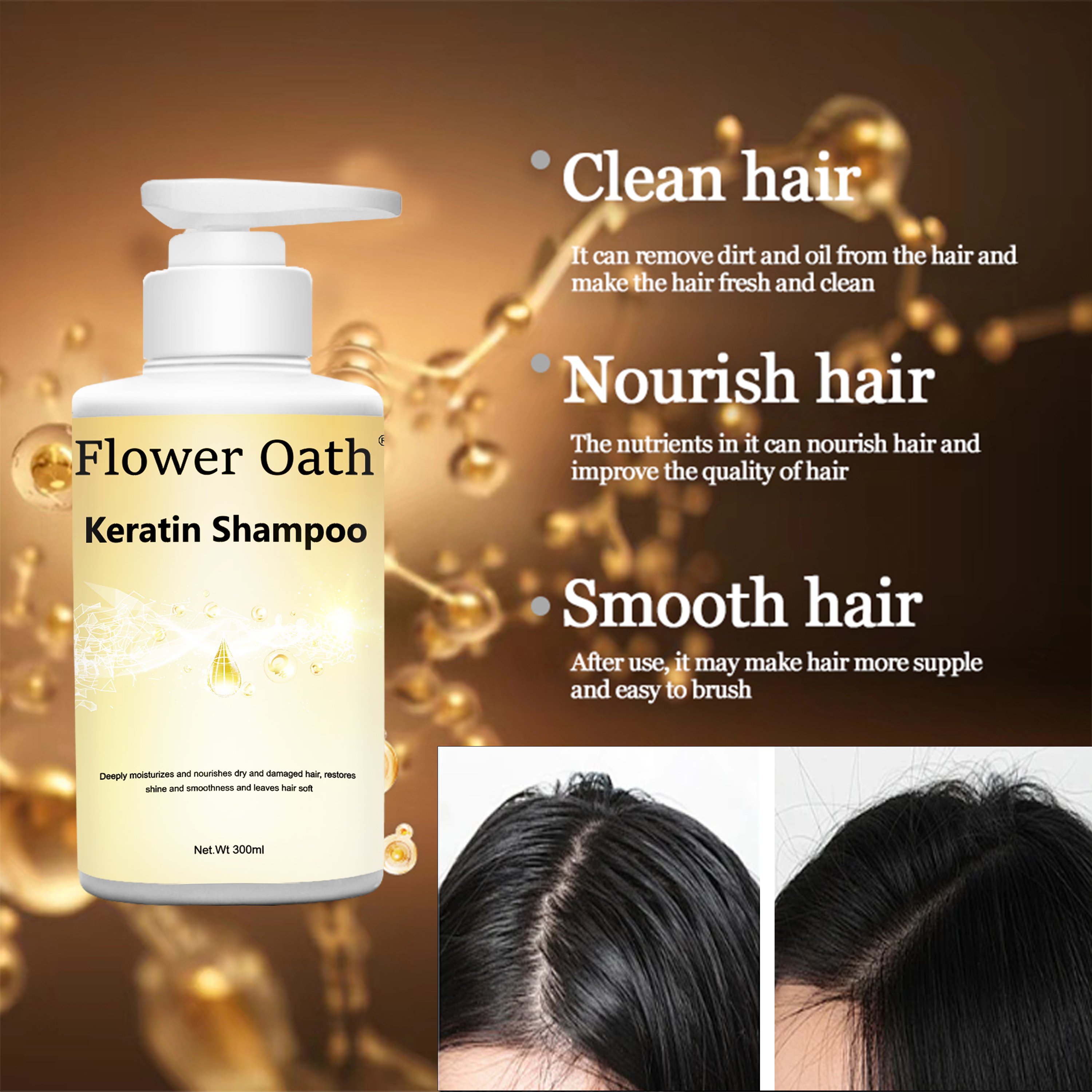 Flower Oath wholesale private label keratin hair care set protein natural moisturizing shampoo for women cleans