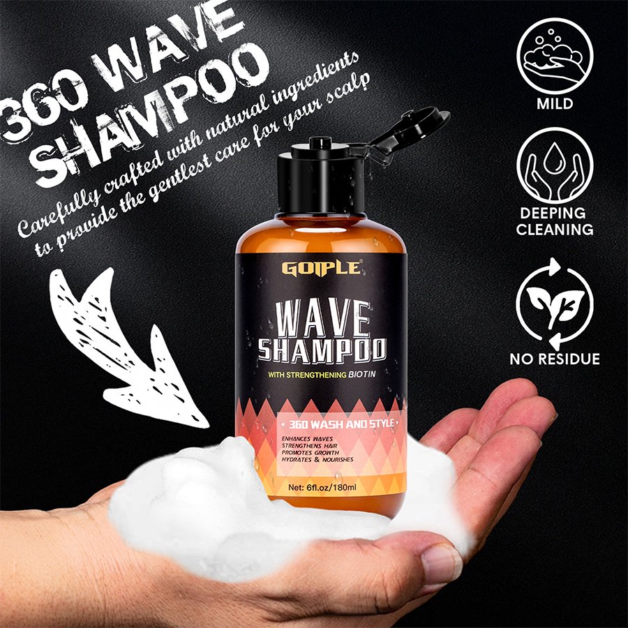 Customize Logo 360 Hair Wave Shampoo Define Wave Enhance Shine Deep Clean 5-1 Waves Shampoo For Men