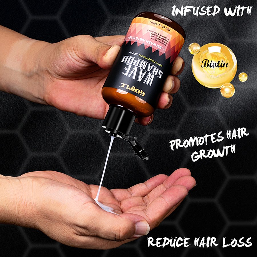 Customize Logo 360 Hair Wave Shampoo Define Wave Enhance Shine Deep Clean 5-1 Waves Shampoo For Men