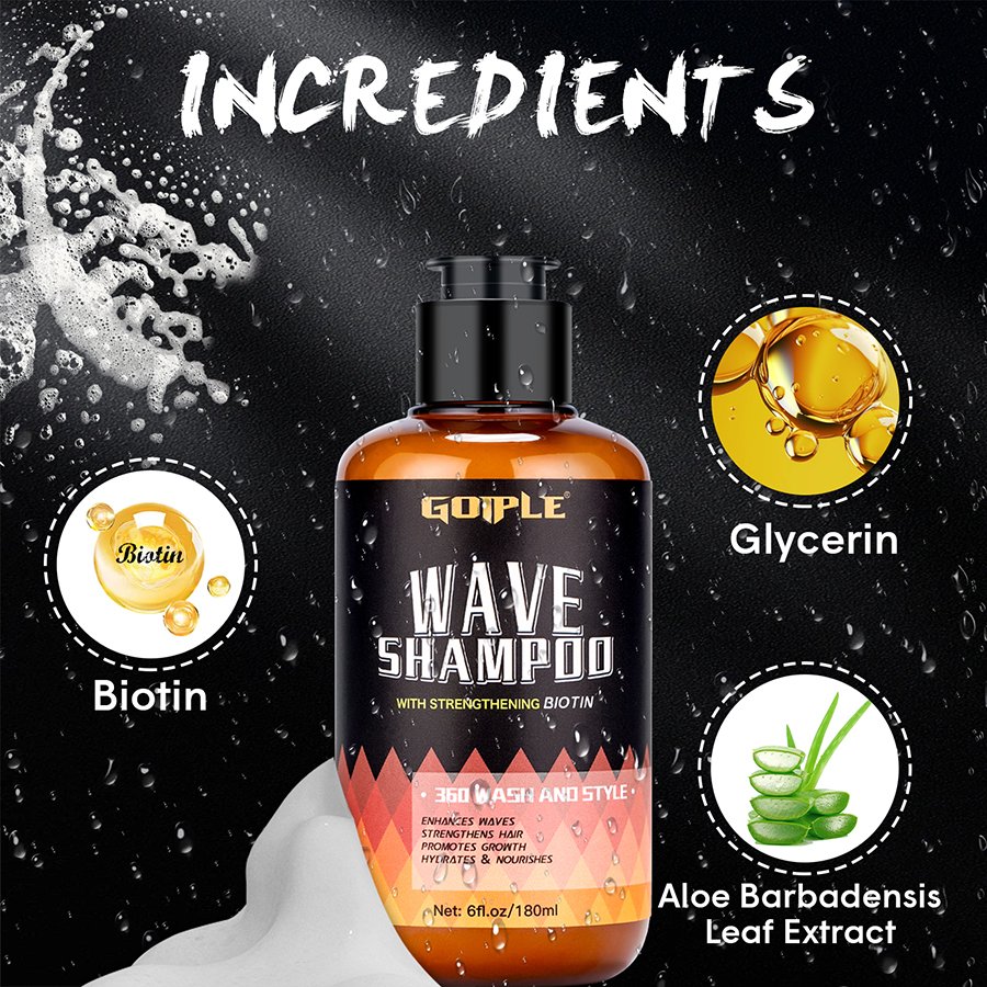 Customize Logo 360 Hair Wave Shampoo Define Wave Enhance Shine Deep Clean 5-1 Waves Shampoo For Men