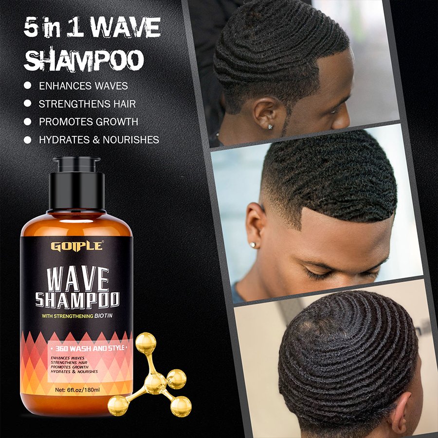 Customize Logo 360 Hair Wave Shampoo Define Wave Enhance Shine Deep Clean 5-1 Waves Shampoo For Men