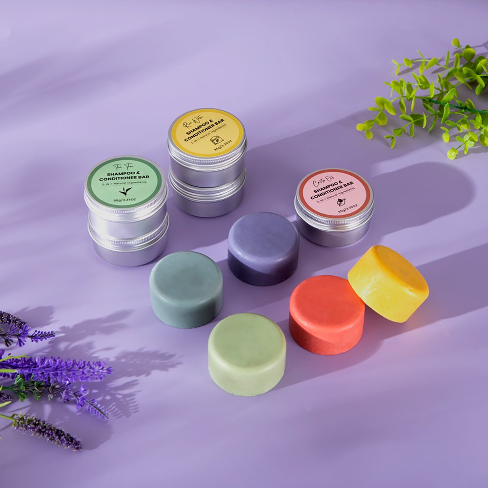 Custom Packaging Recyclable 2-IN-1 Hair Growth Shampoo And Conditioner Bar With Travel Case