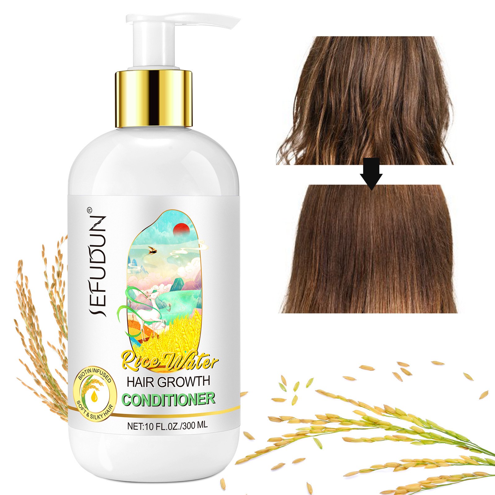 SEFUDUN Thinning Shampoo And Conditioner Rice Water Hair Growth Deep Hair Conditioner Shampoo