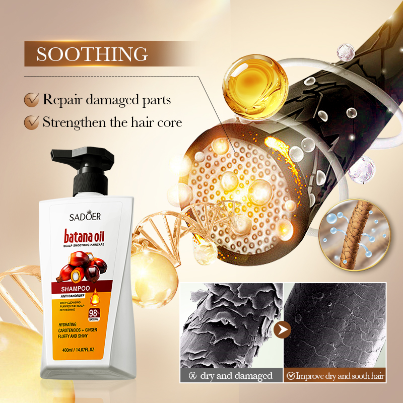 OEM SADOER Batana Oil Scalp Soothing Hair Care Refreshing Shampoo Scalp Care Treatment Batana Butter Shampoo For Hair Growth