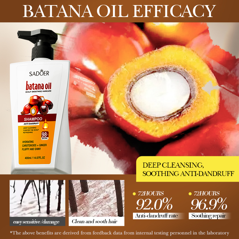 OEM SADOER Batana Oil Scalp Soothing Hair Care Refreshing Shampoo Scalp Care Treatment Batana Butter Shampoo For Hair Growth