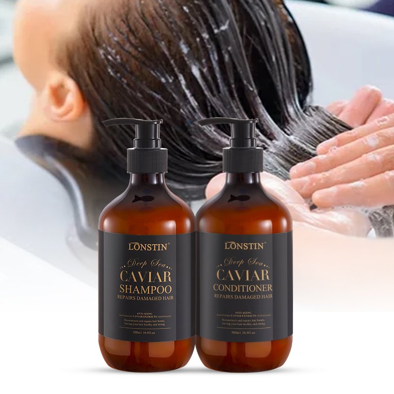 OEM Private Label Luxury Hair Care Treatment Sulfate Free Organic Moisturizing Deep Sea Caviar Hair Shampoo and Conditioner Set