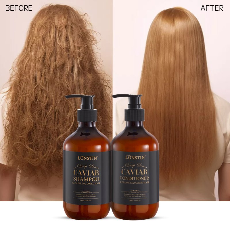 OEM Private Label Luxury Hair Care Treatment Sulfate Free Organic Moisturizing Deep Sea Caviar Hair Shampoo and Conditioner Set