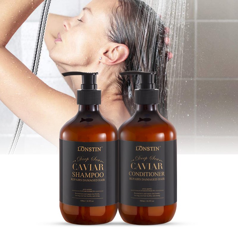 OEM Private Label Luxury Hair Care Treatment Sulfate Free Organic Moisturizing Deep Sea Caviar Hair Shampoo and Conditioner Set