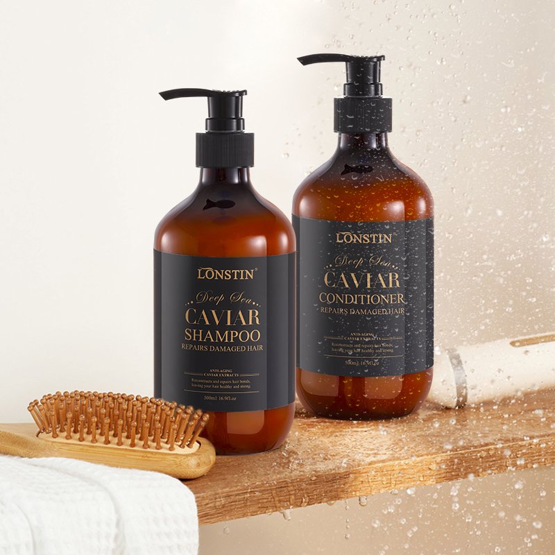 OEM Private Label Luxury Hair Care Treatment Sulfate Free Organic Moisturizing Deep Sea Caviar Hair Shampoo and Conditioner Set