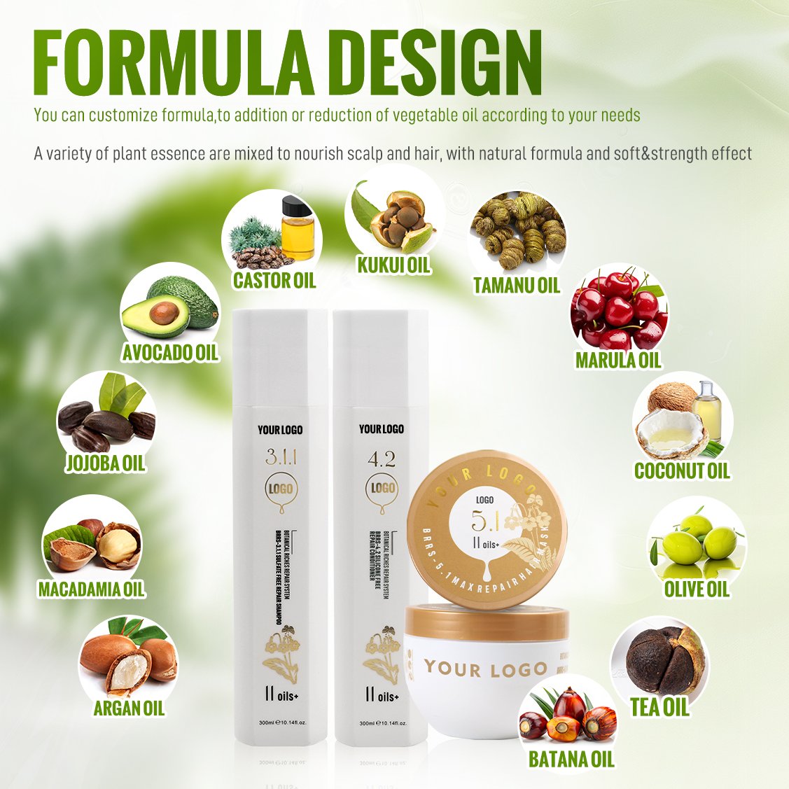 olive oil shampoo private label batana 11oil+ anti hair loss nourish moisture repair organic hair mask shampoo and conditioner