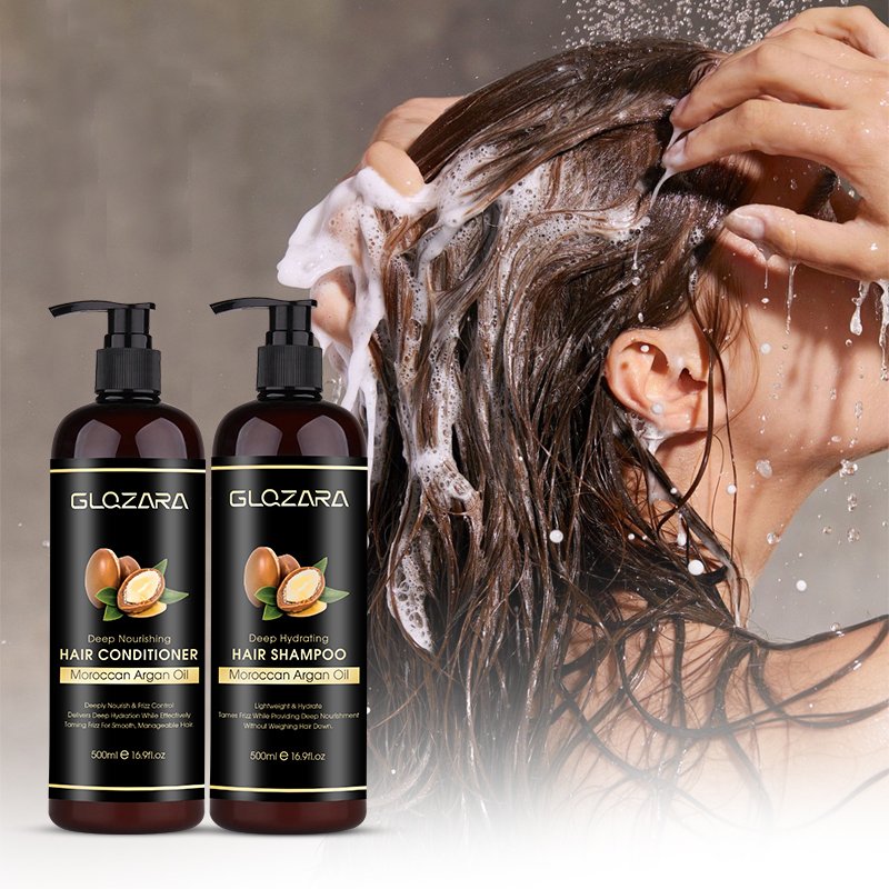 Private Label Hair Care Set Sulfate Free Moroccan Argan Oil Repair Nourish Hair Conditioner Organic Protein Hair Shampoo