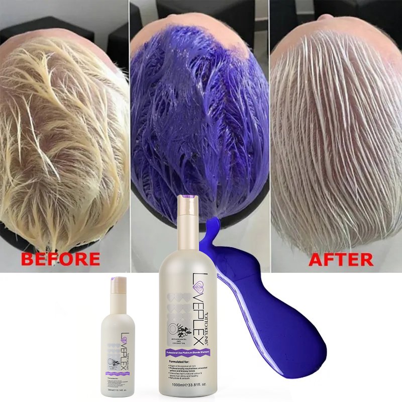 Professional Salon Use LOVEPLEX Coconut Oil Dark Purple Deep Cleansing Anti Yellow Blonde Hair Shampoo