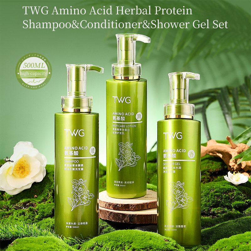 TWG Private Label Amino Acid Shampoo Conditioner Body Wash Shower Gel Shampoo for Hair Body Wash Shower Set