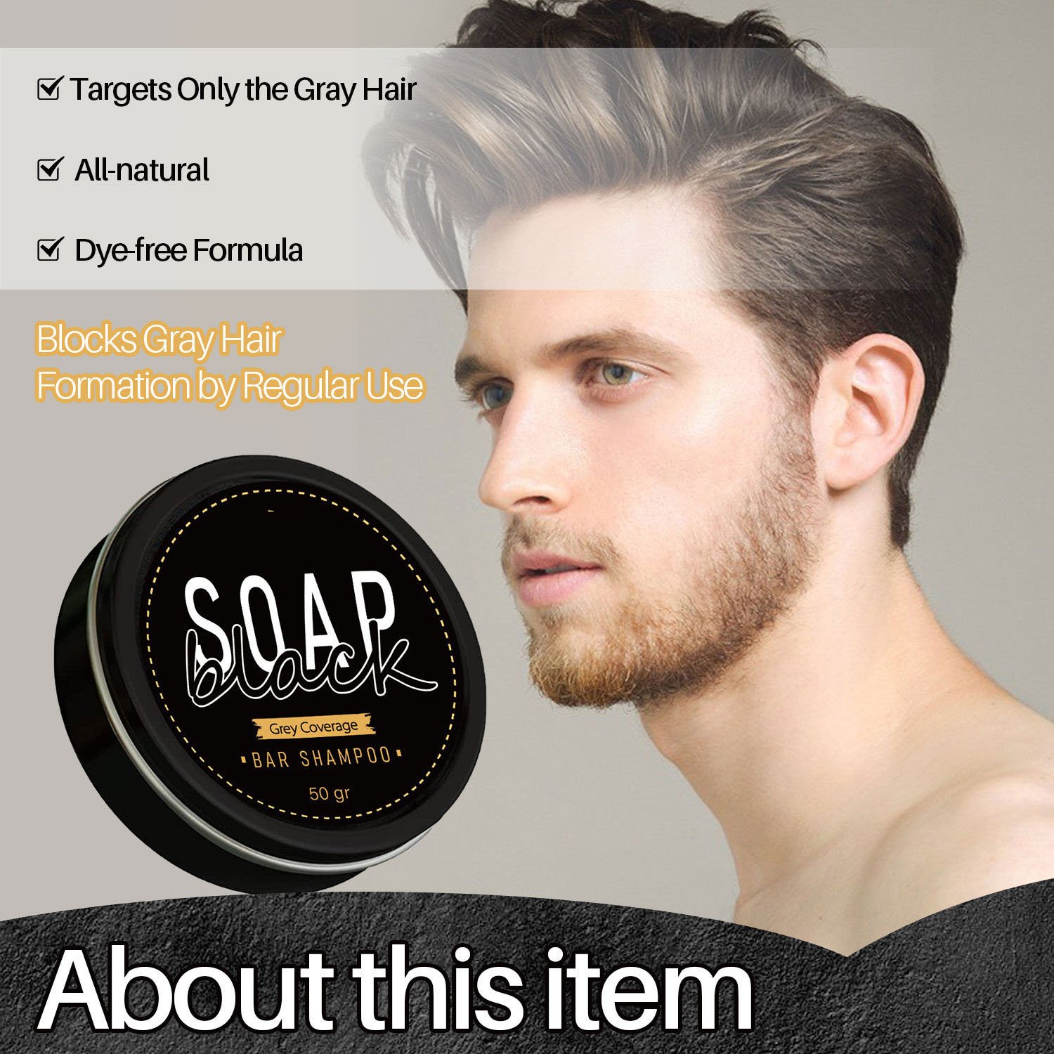Polygonum multiflorum bar shampoo grey coverage 50g black soap private labeling african black soap