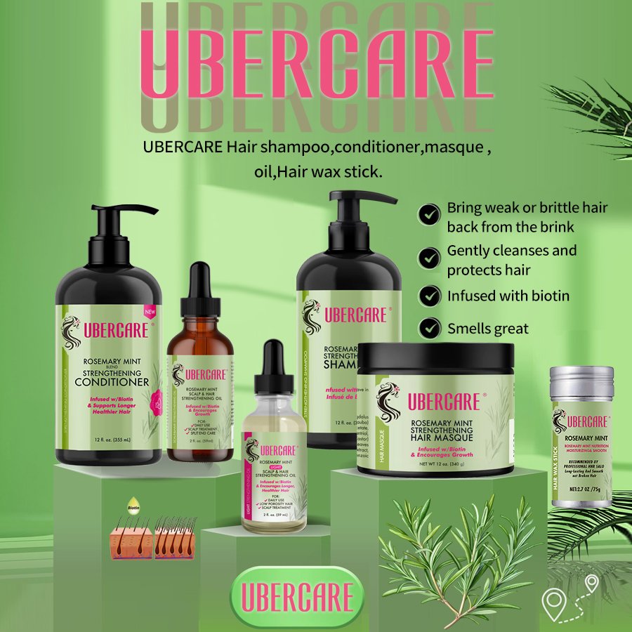 Rosemary Mint private label biotin afro 4c curly hair shampoo and conditioner for hair growth