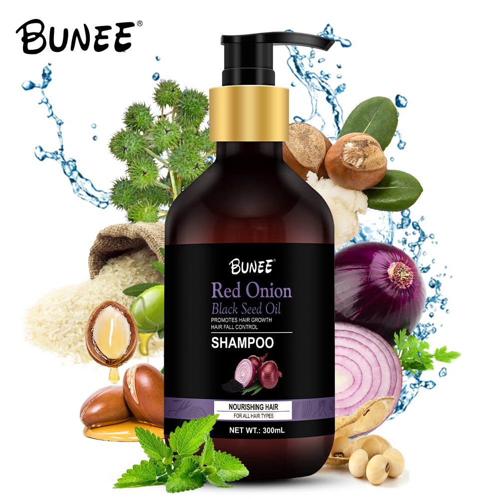 New Product Customization Natural essences Anti Hair Loss Thinning Hair Growth Shampoo Onion Black Seed Oil Shampoo